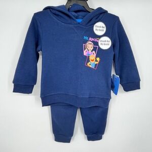 Ms. Rachel Hoodie and Pant Set Kids 12M Navy Blue Fleece Graphic Cargo Pocket